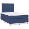 vidaXL Box spring postelja z vzmetnico LED modra 120x190 cm blago