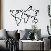Wallity Metalna zidna dekoracija karta sveta 60x42 cm crna