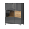 JELA VITRINA V90-2KS/ON - kolekcija Onyx - Antracit HG lak/Pacifik orah lak - 92x117x40 cm