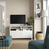 BESTA TV stalaža s vratima, bela/Västerviken/Stubbarp bela, 120x42x74 cm