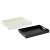 Servirni pladenj pravokoten z ročaji 34,5x25x3,5cm belo-črn 69281