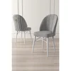 Hanah Home set trpezarijskih stolica Ritim 8 kom, siva tkanina Babyface, bele drvene noge