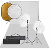 Vidaxl Komplet za foto studio z lučmi, ozadjem in odbojnikom
