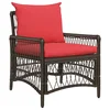 Vidaxl Vrtni Stol z blazino Rjava 73 x 61 x 77 cm poli ratan