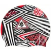 Swim cap mad wave stripes silicone red