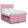 vidaXL Box spring postelja z vzmetnico roza 140x190 cm žamet