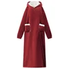 vidaXL Odeja s kapuco Bordeaux rdeča xl Flis in flanel