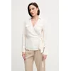 Lanena srajca Tommy Hilfiger ženska, bež barva, WW0WW44697
