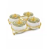 AMC Home Set posudica Lorain, 4 komada, Belo-zlatne boje