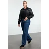 Trendyol Curve Dark Blue Faded Effect Vintage Wide Cut Jeans