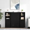 Highboard s ladicama 3 pcs Crni hrast Konstruirano drvo