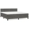 Vidaxl Box spring postelja z vzmetnico temno siva 180x200 cm žamet