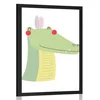 Plakat prikupen krokodil s peresi - 30x45 black