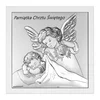 shumee Srebrna slika angel z lučko, bel okvir, spominek na sveti krst 6733-W 14 x 14 cm