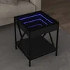 Stolić za kavu s beskonačnim LED svjetlima crni 40x40x49 cm