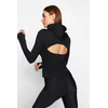 Trendyol Black Ribbed Thumb and Back Window/Cut Out Detail Knitted Sports Top/Blouse