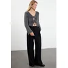 Trendyol Anthracite Crop Feather Tie Detailed Knitwear Cardigan
