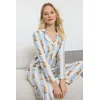 Trendyol Multicolored 100% Cotton Striped Rabbit Patterned Knitted Pajama Set