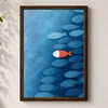 WallXpert uramljena MDF slika 3752KACT-007, crveno-bela riba među plavim ribama, 37 x 52 cm