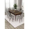 Hanah Home trpezarijski set Eta, sto na razvlačenje i 6 stolica, ploča u dekoru drveta Baroque, siva tkanina Babyface