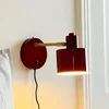 Dyberg Larsen stenska svetilka Ocean, temno rdeča, izstop 30 cm - Dnevna soba/jedilnica - Dizajn - temno rdeča, medenina - Kovina
