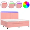 Vidaxl Box spring postelja z vzmetnico LED roza 200x200 cm žamet