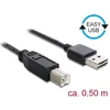 Delock kabel EASY-USB 2.0 tip A (moški) > USB 2.0 tip B (moški), 0,5 m, črn