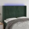 shumee vidaXL LED posteljno vzglavje temno zeleno 147x16x118/128 cm žamet