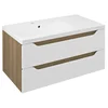SAPHO Elegantna kopalniška omarica WAVE, bela/dub cuneo, 89,7x45x47,8cm, leva