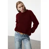 Trendyol Claret Red Wide Pattern Ribbed Crew Neck Knitwear Sweater