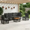 Set vanjskih sofa 7 pcs Crna i tamno siva Poliester
