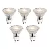 Komplet 5 GU10 50mm LED žarnic prozornih 4,9W 450 lm 3000K