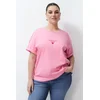 Trendyol Curve Pink Printed Oversize Knitted T-shirt