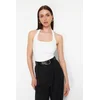Trendyol White Fitted/Fitted Stretch Knitted Blouse