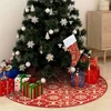 Luksuzna suknja za božićno drvce s čarapom crvena 150 cm tkanina