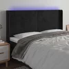 Greatstore LED posteljno vzglavje črno 203x16x118/128 cm žamet