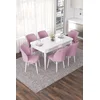 Hanah Home Set Trpezarijski sto i 6 stolica Nef, Roze-beli