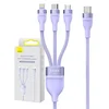 Baseus Flash Series 2 3v1 polnilni kabel USB-C/microUSB/Lightning, 100W, 1.5m (fialkov)