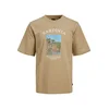 JACK & JONES Majica Ocean Club temno bež / svetlo modra / bela