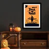 WallXpert uramljena slika 3752HALCT-022, natpis Trick or Treat sa strašilom i slepim miševima, 37 x 52 cm, crni ram