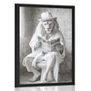 Plakat bel lev s časopisom na stranišču - 60x90 no frame