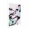 shumee Plakat - Metallic Fluidities - abstraktne srebrne oblike na mint-vijolični podlagi