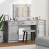 Toaletni stol s zrcalnim svjetlima 3 pcs Siva Konstruirano drvo