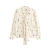Next Bluza ecru/temno modra/rjava/mauve