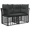 Vanjski loveseat s jastukom 2 pcs Crna i tamno siva poliratan