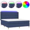 Vidaxl Box spring postelja z vzmetnico LED modra 180x200 cm blago