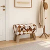 vidaXL klop 60 x 30 x 45 cm Pravo usnje Rjav patchwork