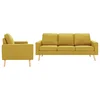 2-dijelni set sofa od tkanine žuti