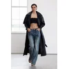 Trendyol Limited Edition Black Belted Oversize Faux Leather Trench Coat