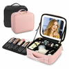 Cool Mango Potovalna torba za ličila z LED lučko, 3 nastavitve svetlobe lepotni organizator, s prilagodljivimi predalčki, kozmetični kovček, ostanite organizirani na poti, 26 x 23 cm – Makeupbox, roza